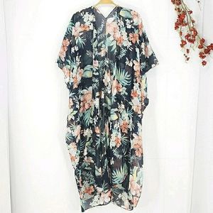 NEW Tropical Floral Sheer Kimono Cover Up